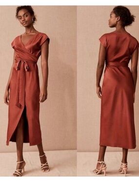 BHLDN | Dresses | Bhldn Alice Highneck Satin Maxi Dress In Moss Xs |  Poshmark